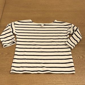 Janie and Jack + Juno Valentine White and Navy Striped Boat Shirt